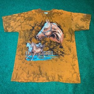 Vintage 90s Ragtops Horse Print Tie Dye Mens XL T Shirt